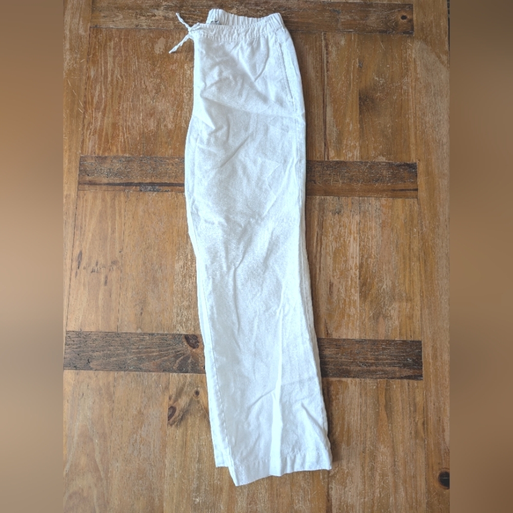 Kim Rogers White Linen Lined Pants Size 8 petite
